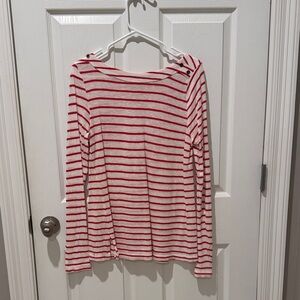 Orange and White Striped Long Sleeve Top